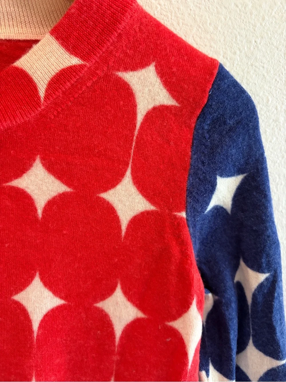 J. Crew Tippi Pop Art Sweater Red White Blue Merino Lightweight